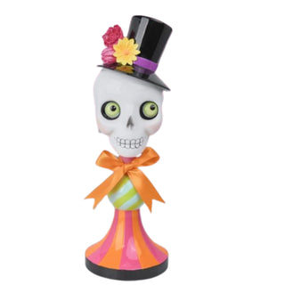 Halloween Whimsical Quirky Skull Pedestal 29-30173 Goulish Goodies