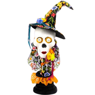 Day Of The Dead Skeleton w/Witch Hat on Pedestal 08-08308