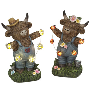 Pre-Order Spring 2026 Resin Lighted ladybug flowers Resin Highland Cow w/ Light String & Timer