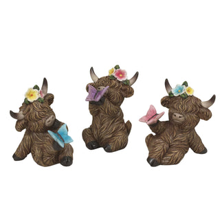 Pre-Order Spring 2026 Resin Highland Cow Set with Playful Butterflies Set