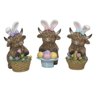 Pre-Order Spring 2026 Resin Easter Highland Cow w/ Bunny Ears Set