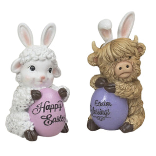 Pre-Order Spring 2026 Resin Easter Highland Cow & Sheep Set