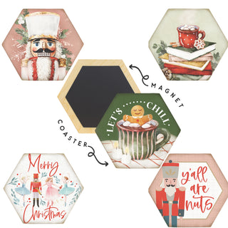 Winter Christmas Honeycomb Magnetic Drink Coasters- Made in the USA