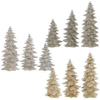 PRE-ORDER Silver Gold or White Glittered Trees Set