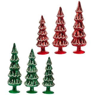 PRE-ORDER 13.5 Green or Red Beaded Glass Tree Set 4533307