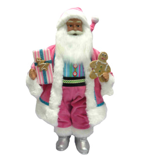 Pink Gingerbread Santa w/Present 05-05342 North Pole Sweet Shoppe