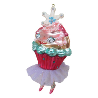 Whimiscal Miss Pink Cupcake w/ Tutu Glass Ornament 79-81654 North Pole Sweet Shoppe
