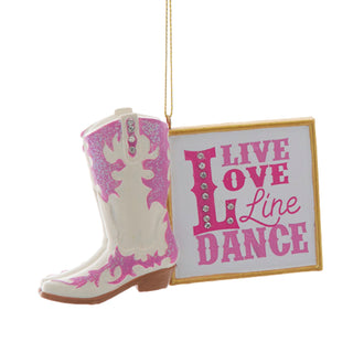 Pink Western Live Love Line Dance Cowgirl Boot Ornament D4692 Honky Tonk
