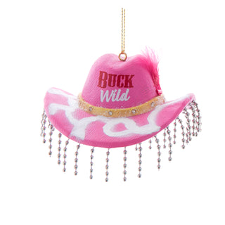 Pink Western Country Cowgirl Fringed Buck Wild Hat Ornament D4697 Honky Tonk