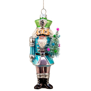 Glass Nutcracker With Sisal Tree Ornament K334-J9279