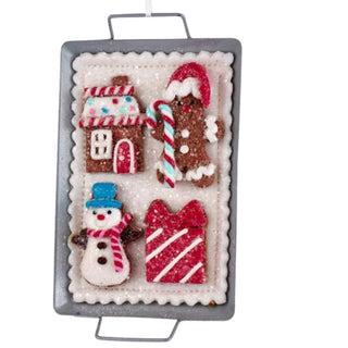 Frosted Gingerbread Sugar Cookie Metal Tray Christmas Ornament D4354 Sweet Shop