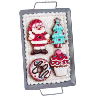 Frosted Gingerbread Sugar Cookie Metal Tray Christmas Ornament D4354 Sweet Shop