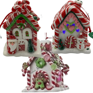 LED Sugared candy Gingerbread House Ornament Snowman Santa D2462