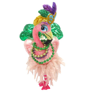 Pre-Order December Diamonds Mardi Gras Flamingo Glass Ornament 79-81931