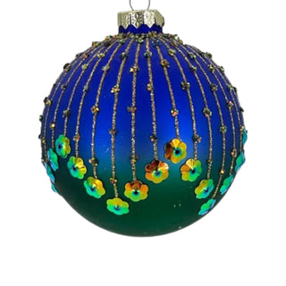 Pre-Order December Diamonds Blue Sequin Peacock Glass Ornament 05-05486 Peacock Glamour