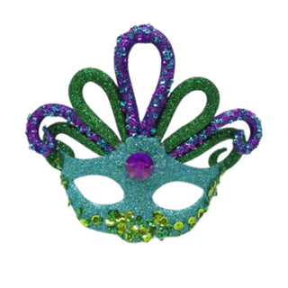 Pre-Order December Diamonds Teal Peacock Mask Ornament 79-79312 Peacock Glamour