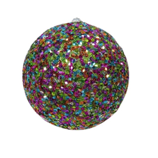 Pre-Order December Diamonds 5in Purple Teal Beaded Ball Ornament 79-79313 Peacock Glamour