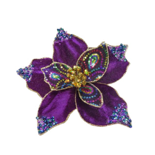 Pre-Order December Diamonds 8.5 in Purple Poinsettia Clip 79-79318 Peacock Glamour