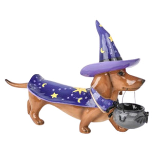 Halloween Wizard Dachshund Statue Figurine