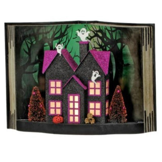 Halloween Spooky Paper house Display Book w/ LED, Timer, Battery
