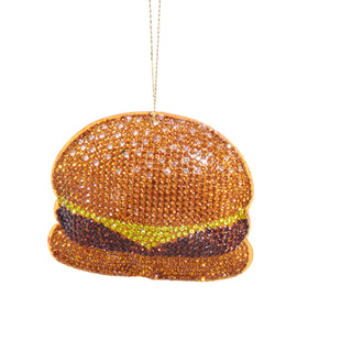 Bedazzled Retro Disco Food Ornaments Hot Dog Hamburger Pizza Popcorn Fries