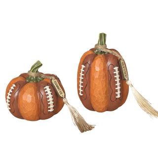 Harvest Football Pumpkin Set with Blessed Thankful Tassel