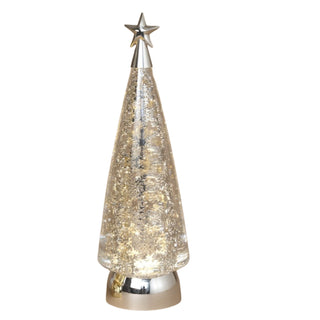Lighted Spinning Water Globe Tree w/ Snowflakes & Timer