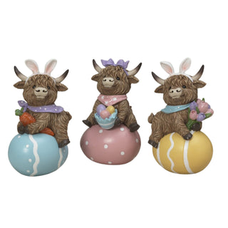 Pre-Order Spring 2026 Resin Easter Highland Cow on Easter Eggs Set