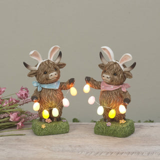Pre-Order Spring 2026 Resin B/O Lighted Resin Easter Highland Cow Set