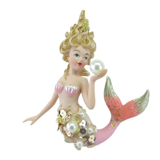 Pink Mermaid with Pearl Ornament 79-79015 At the Beach