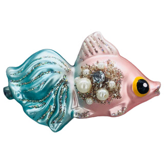 Pink / Blue Fish Pearl jeweled Ornament 05-05375