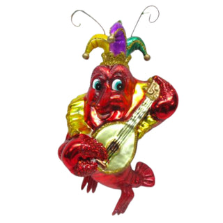 Mardi Gras Crawfish Playing a Banjo Hanging Ornament 79-79087