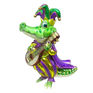 Gator with Banjo Glass Ornament 79-79085 Mardi Gras