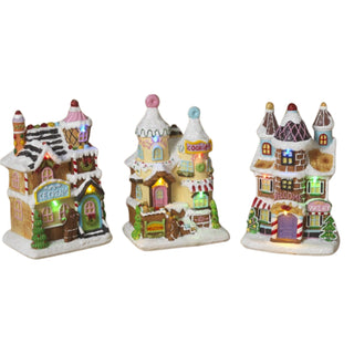 Lighted Resin Holiday Candy Bakery Ice Cream Gingerbread Village House 2692380