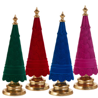 PRE-ORDER 16.5" Flocked Tree Fuschia Pink Green blue Red