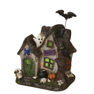 Ghost Bat Spooky Lighted Resin Haunted House with Green Door 2650340