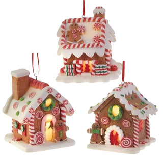 LED Light Up 4D Gingerbread Peppermint House Ornament 3815534