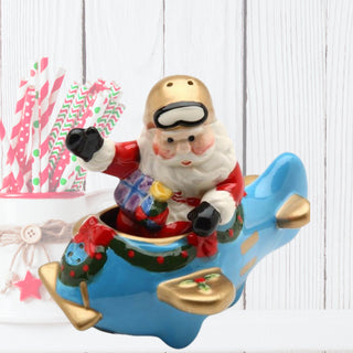 Cosmos Christmas Santa & Plane Salt & Pepper Shaker Set