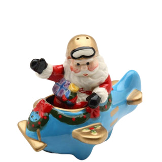 Cosmos Christmas Santa & Plane Salt & Pepper Shaker Set