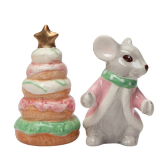 Cosmos Pastel X'mas Mouse & Donut Tree Salt And Pepper Shaker Set