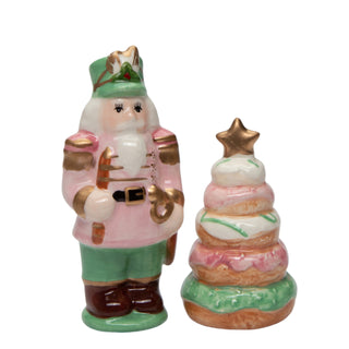 Cosmos Christmas Pastel Nutcracker & Donut Tree Salt And Pepper Shaker Set
