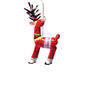 Cosmos Christmas 6" Whimsical Ornament - Deer In Red By Babs