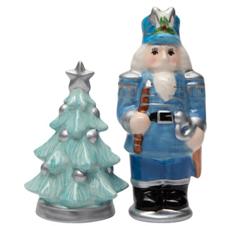 Cosmos Christmas Blue Nutcracker & X'mas Tree Salt And Pepper Shaker Set