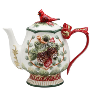 Evergreen Holiday Cardinal Hollyberry Teapot