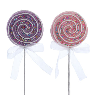 Kurt Adler Large 13.75" Pink and Purple Lollipop Picks Set of 2