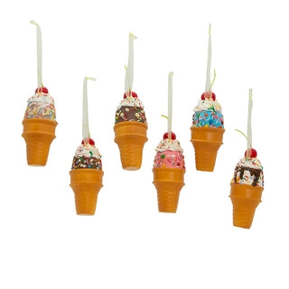 Foam Ice Cream Cone with Cherry on Top Ornament Set of 6 D3988 Sweet Shoppe