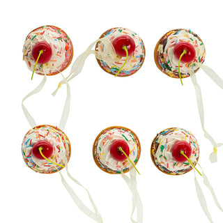 Foam Ice Cream Cone with Cherry on Top Ornament Set of 6 D3988 Sweet Shoppe