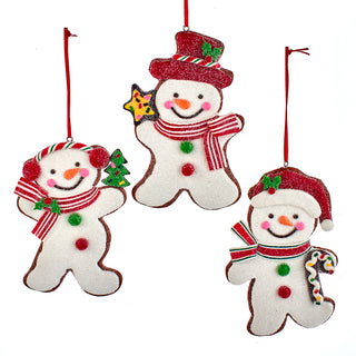 Frosted Gingerbread Snowman Ornament Set D4351 Sweet Shoppe