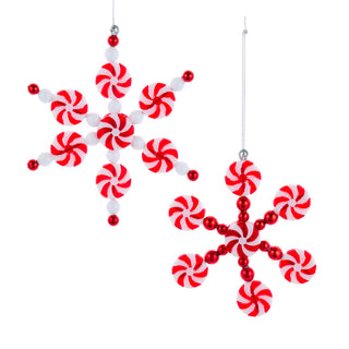 5" Peppermint Candy Snowflake Ornaments D4389