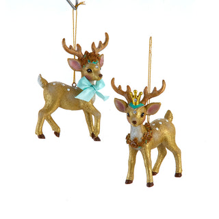 Aqua & Gold Reindeer Ornaments Set D4644